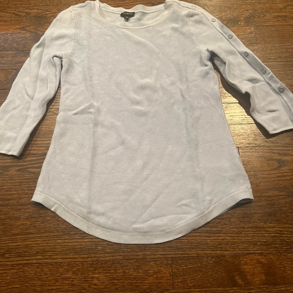 Talbots Blue  Buttons 3/4 Sleeves Sweater Size XS